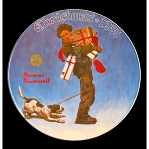 1991 Norman Rockwell Wrapped Up in Christmas 8" Knowles Collector Plate COA VTG
